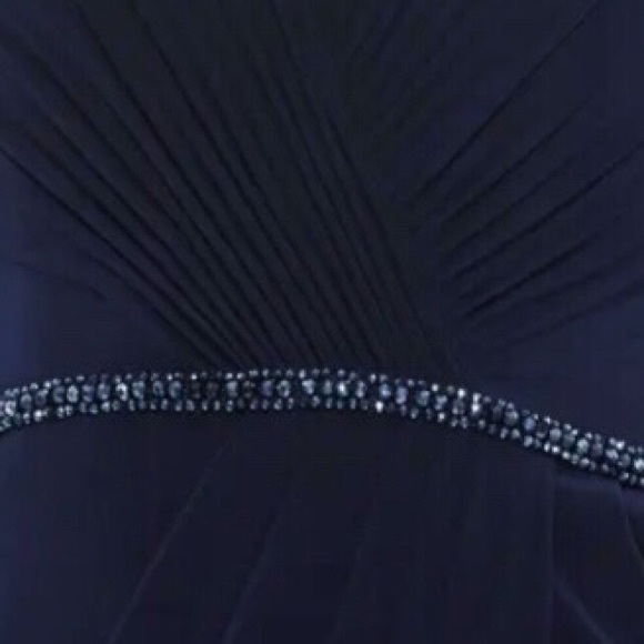 Mac Duggal Navy Blue Crystal Belt Jersey Gown 18 - Picture 5 of 16
